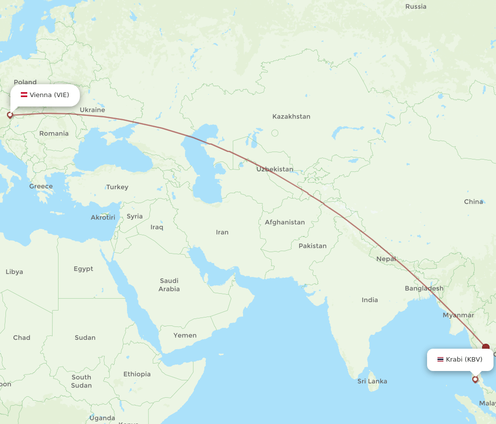 VIE to KBV flights and routes map