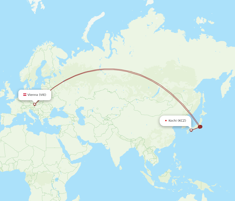 VIE-KCZ flight routes