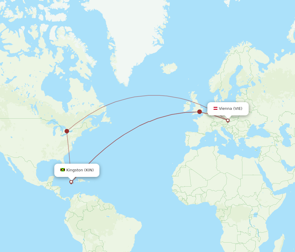 VIE to KIN flights and routes map