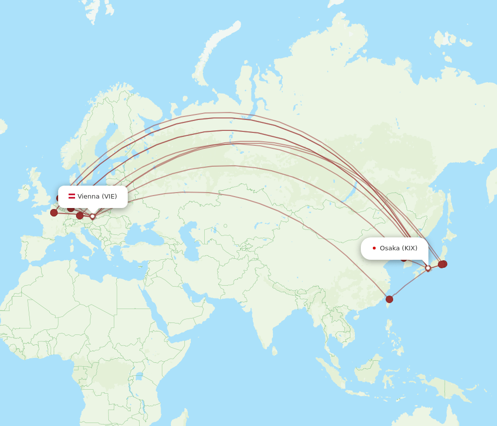 VIE to KIX flights and routes map
