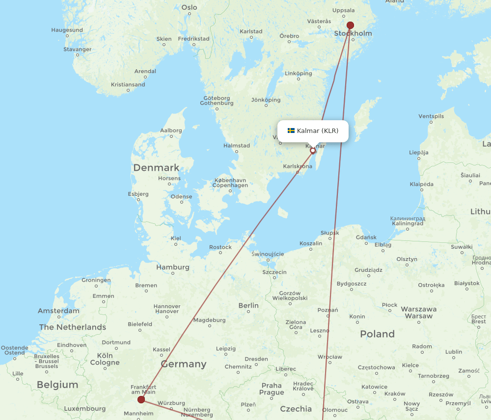 VIE-KLR flight routes