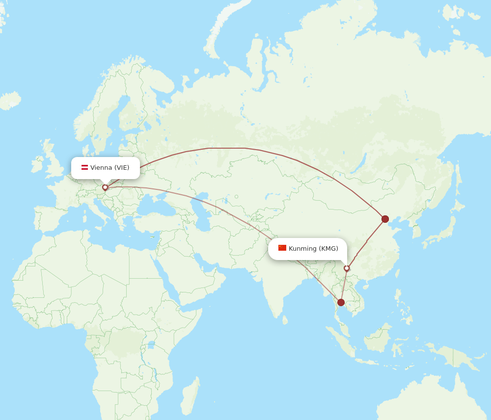 VIE-KMG flight routes