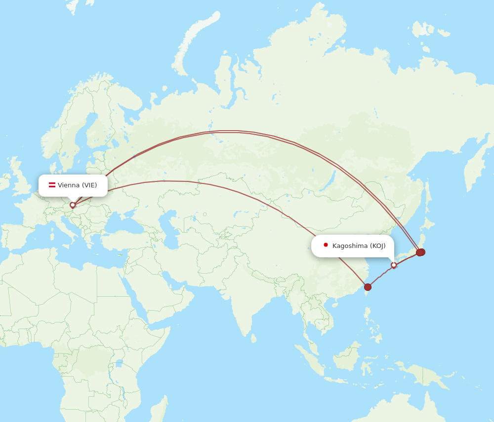 VIE-KOJ flight routes