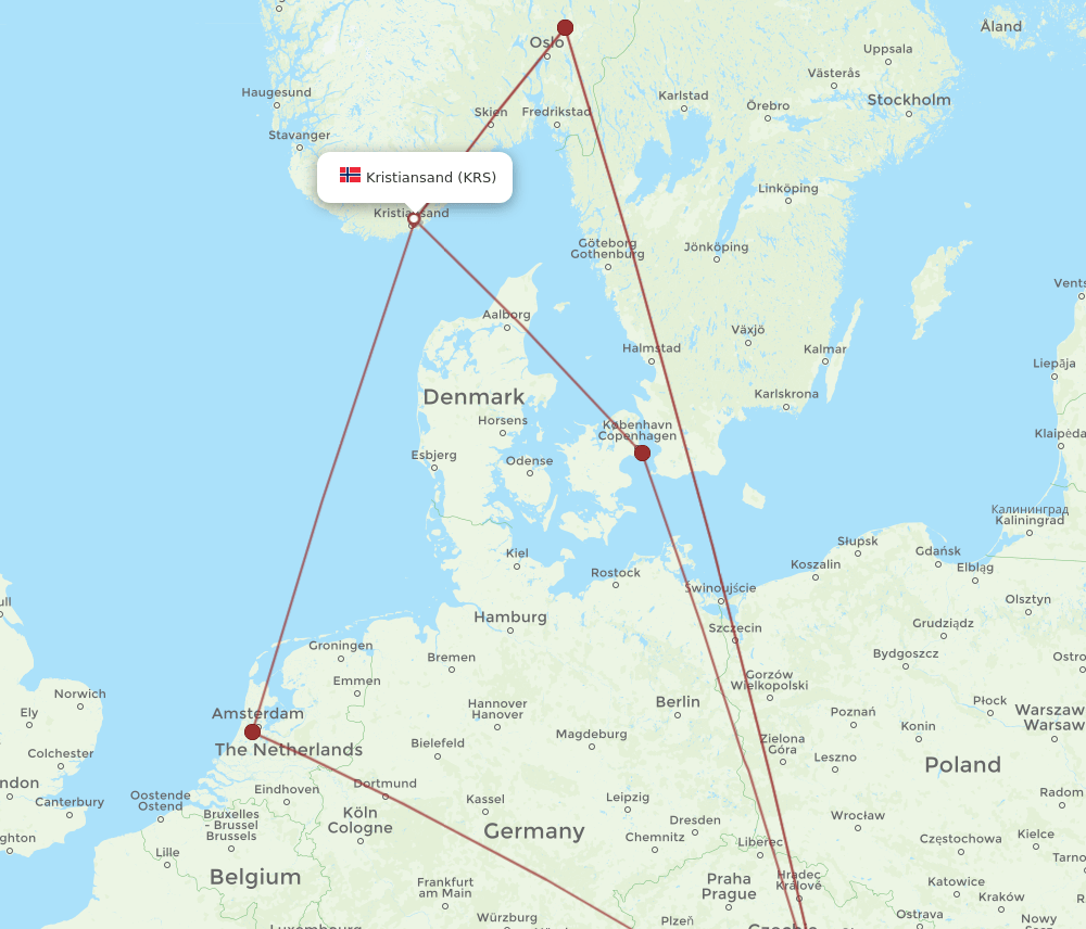 VIE-KRS flight routes