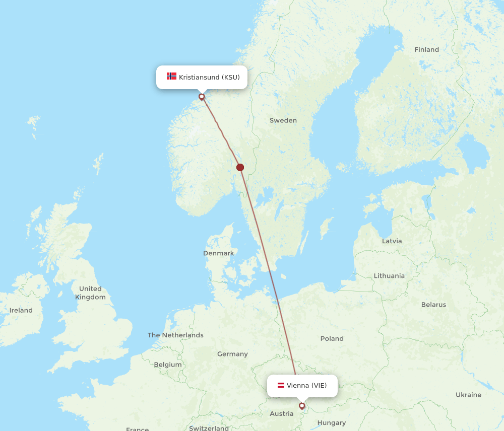 VIE to KSU flights and routes map
