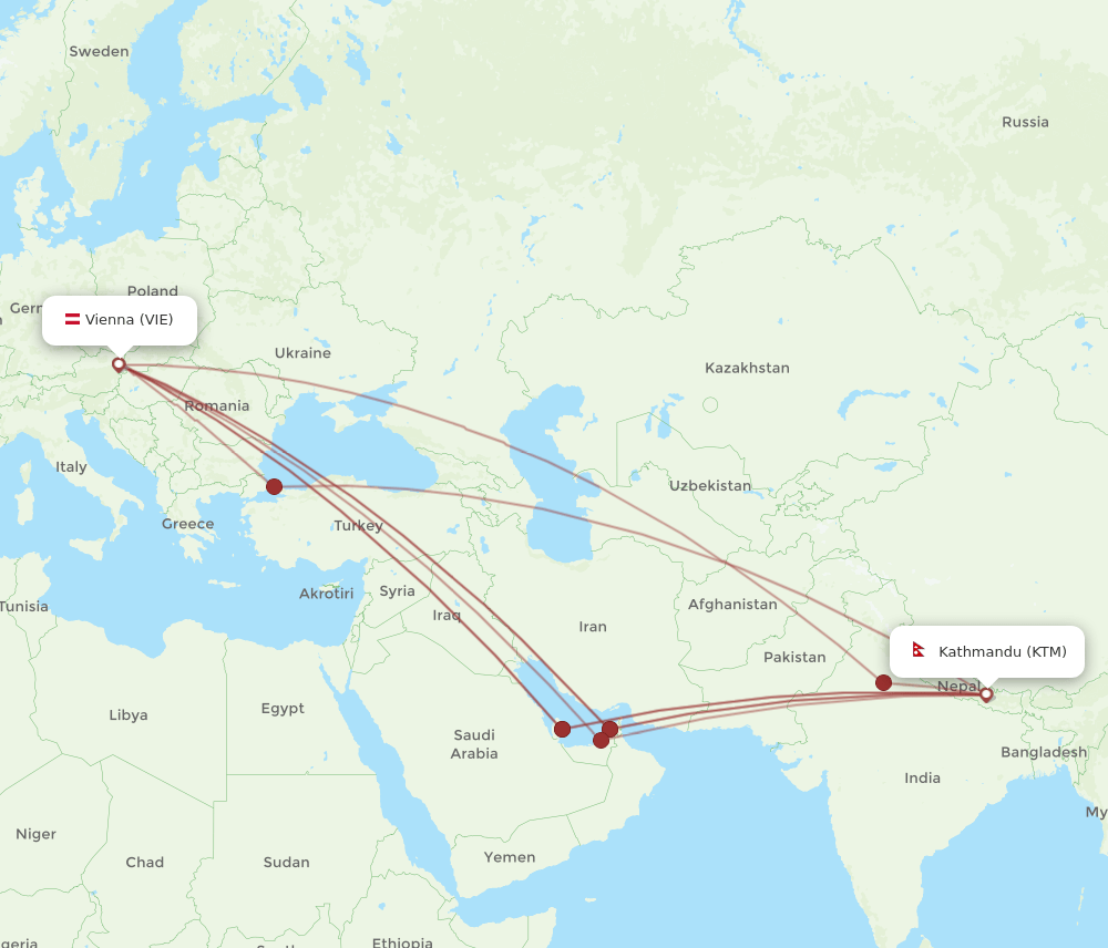 VIE-KTM flight routes