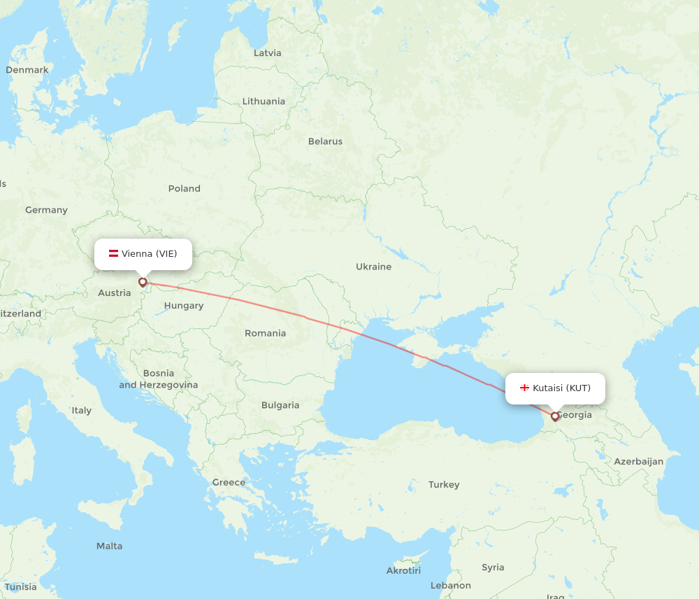 VIE-KUT flight routes