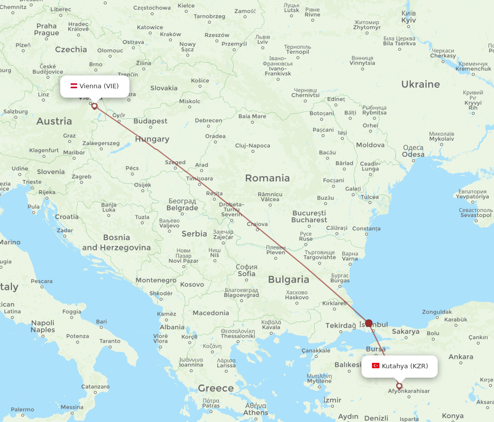VIE-KZR flight routes