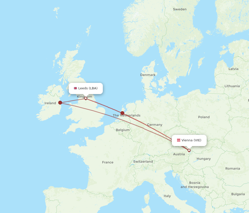 VIE to LBA flights and routes map