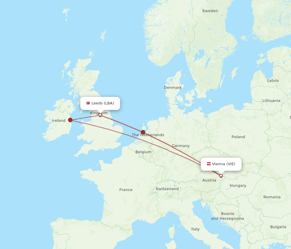 VIE-LBA flight routes