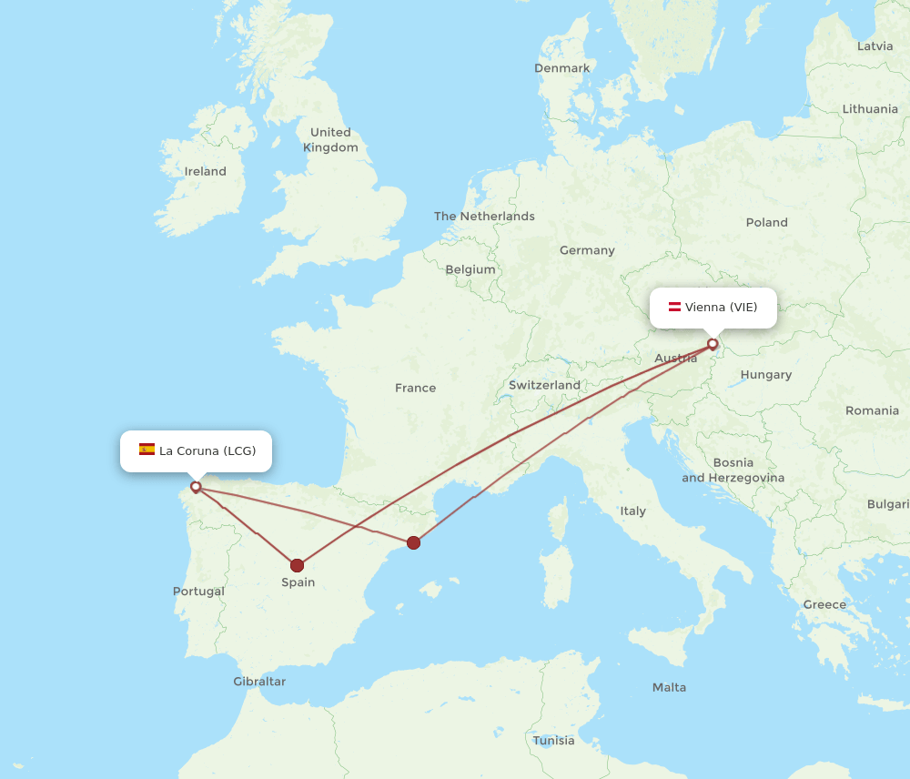 VIE-LCG flight routes