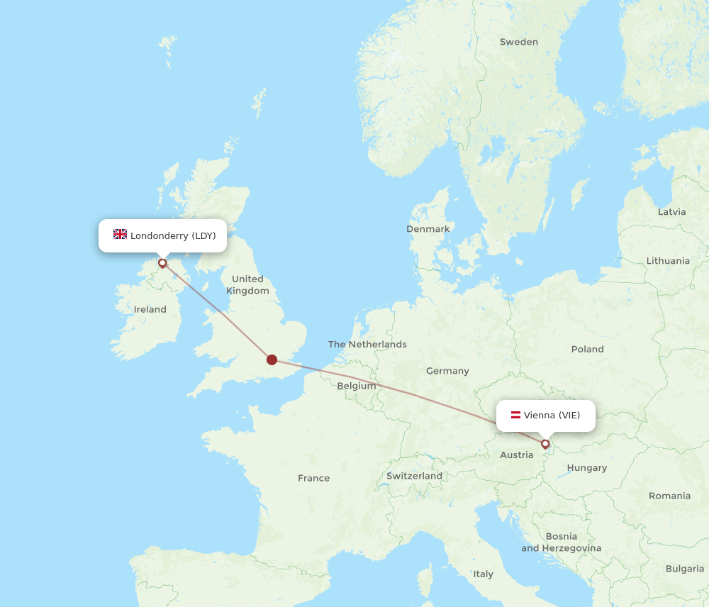 VIE-LDY flight routes