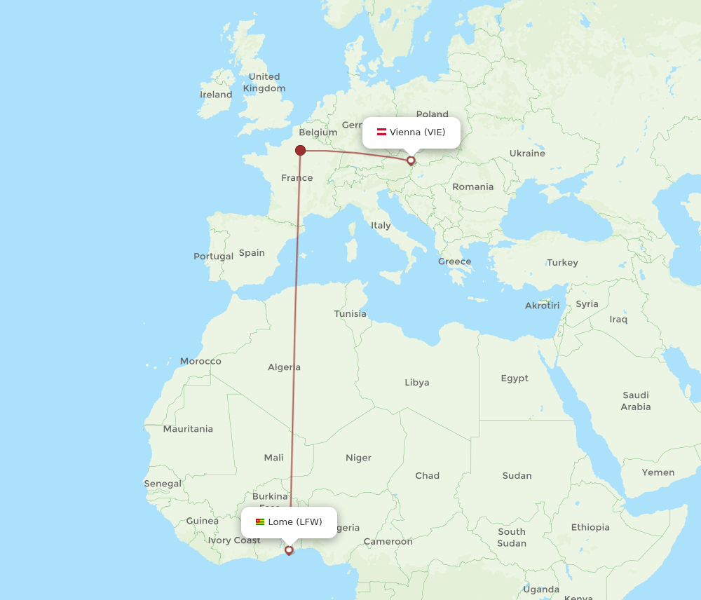 VIE-LFW flight routes