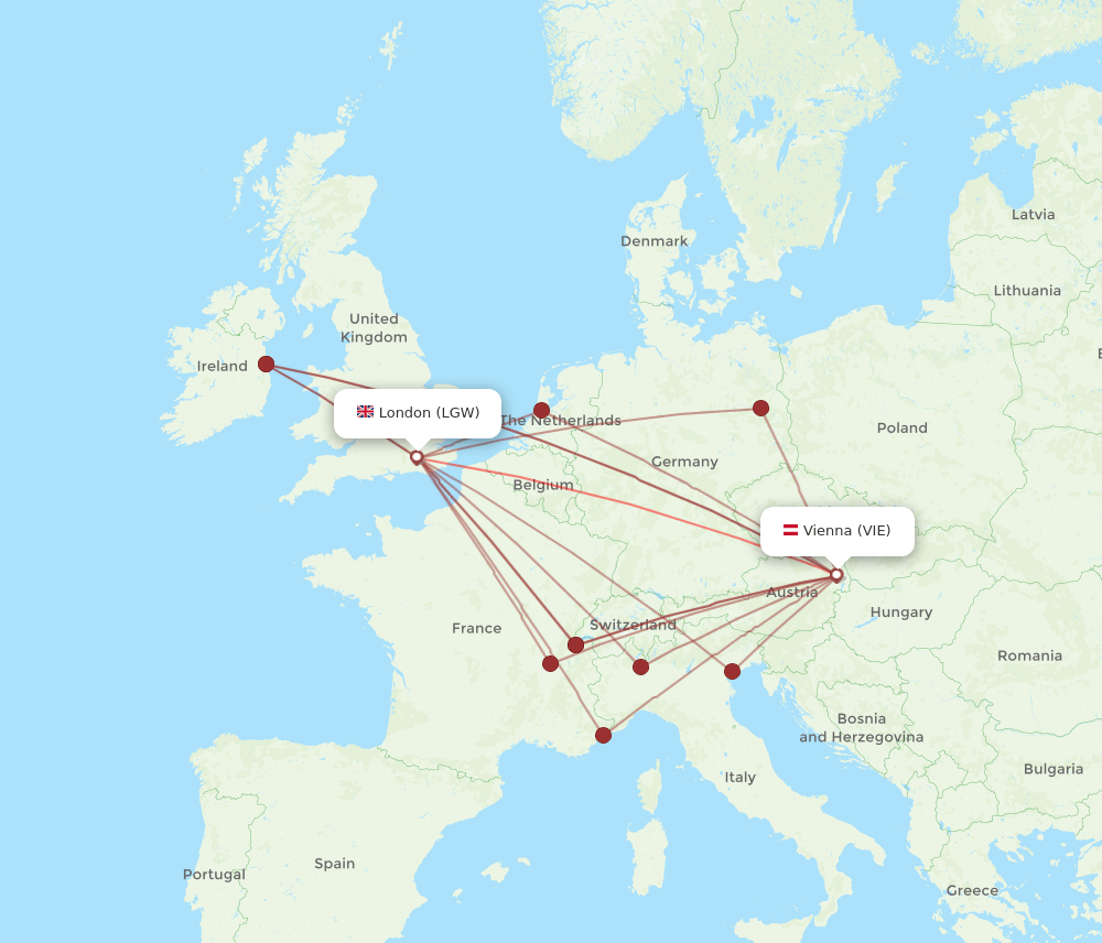 VIE-LGW flight routes