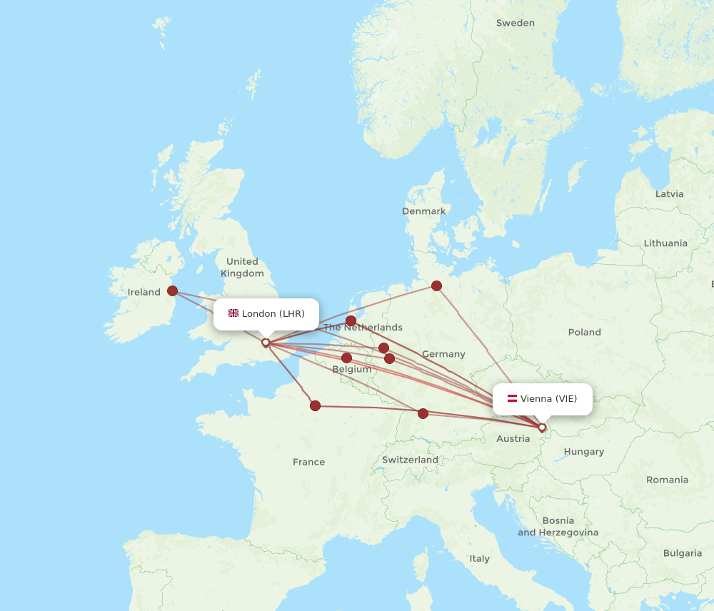 VIE-LHR flight routes
