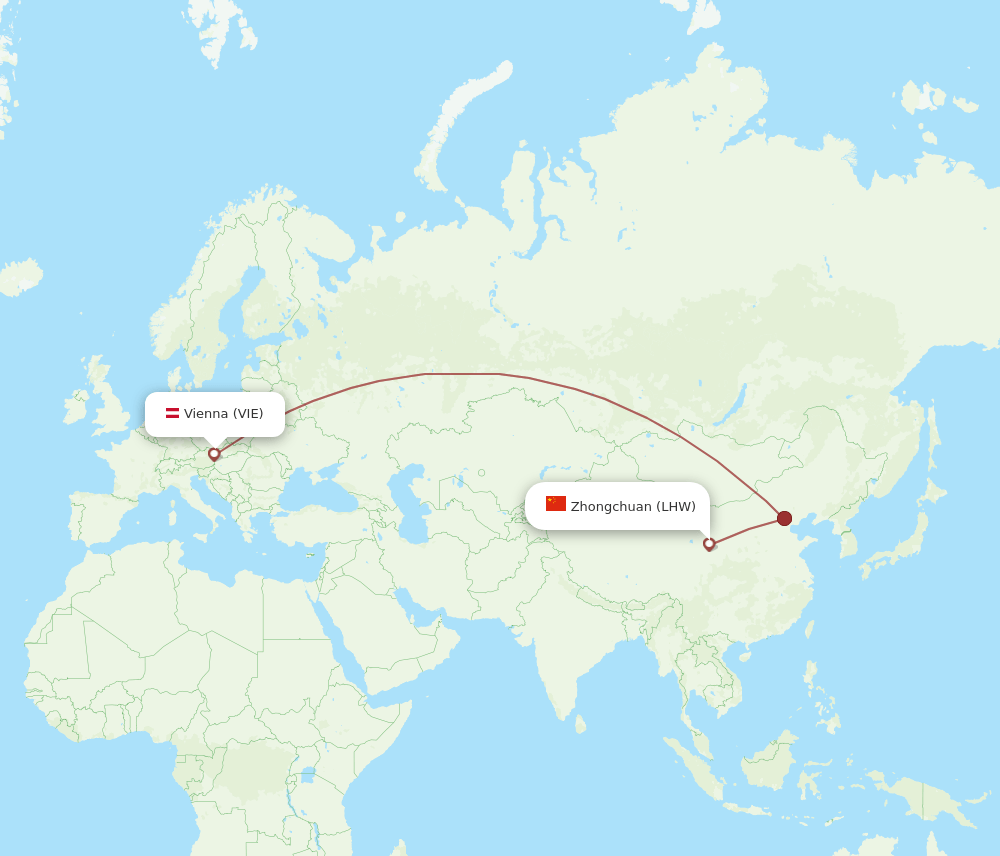 VIE to LHW flights and routes map