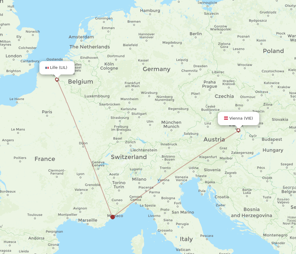 VIE to LIL flights and routes map