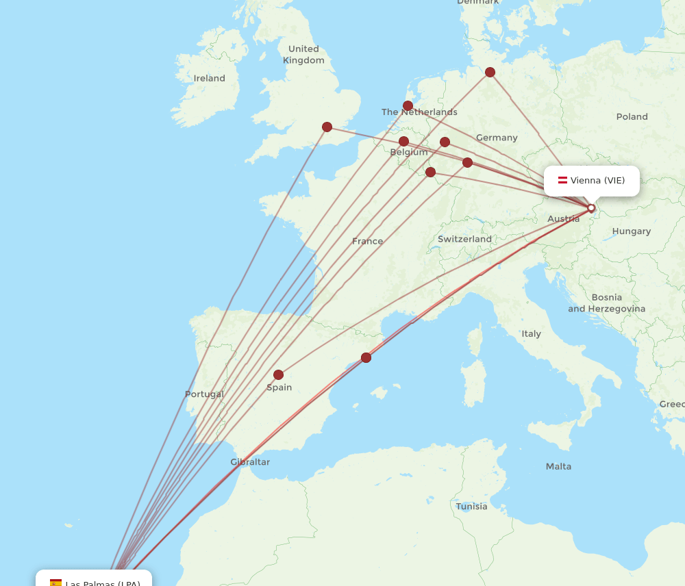 VIE-LPA flight routes
