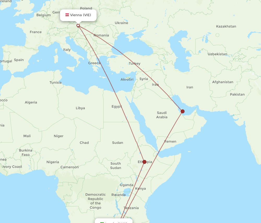 VIE-LUN flight routes