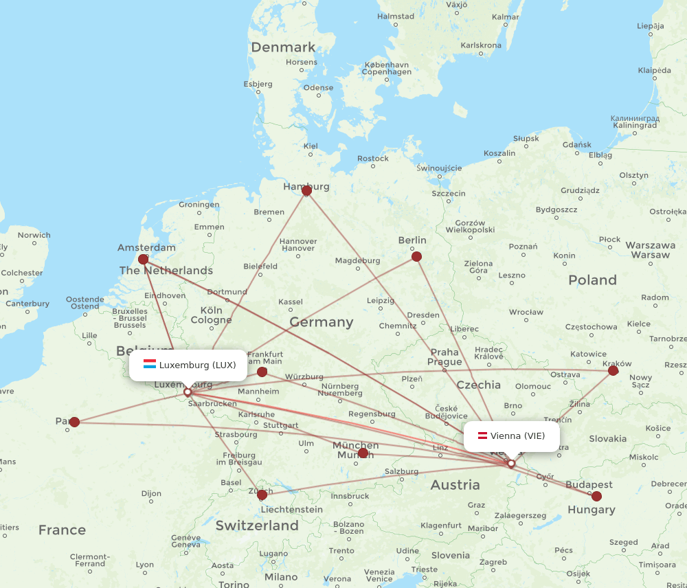 VIE-LUX flight routes