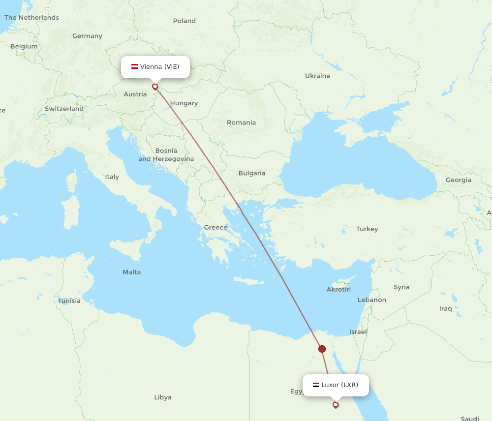 VIE-LXR flight routes