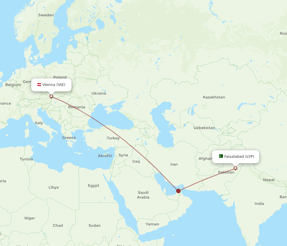 VIE-LYP flight routes