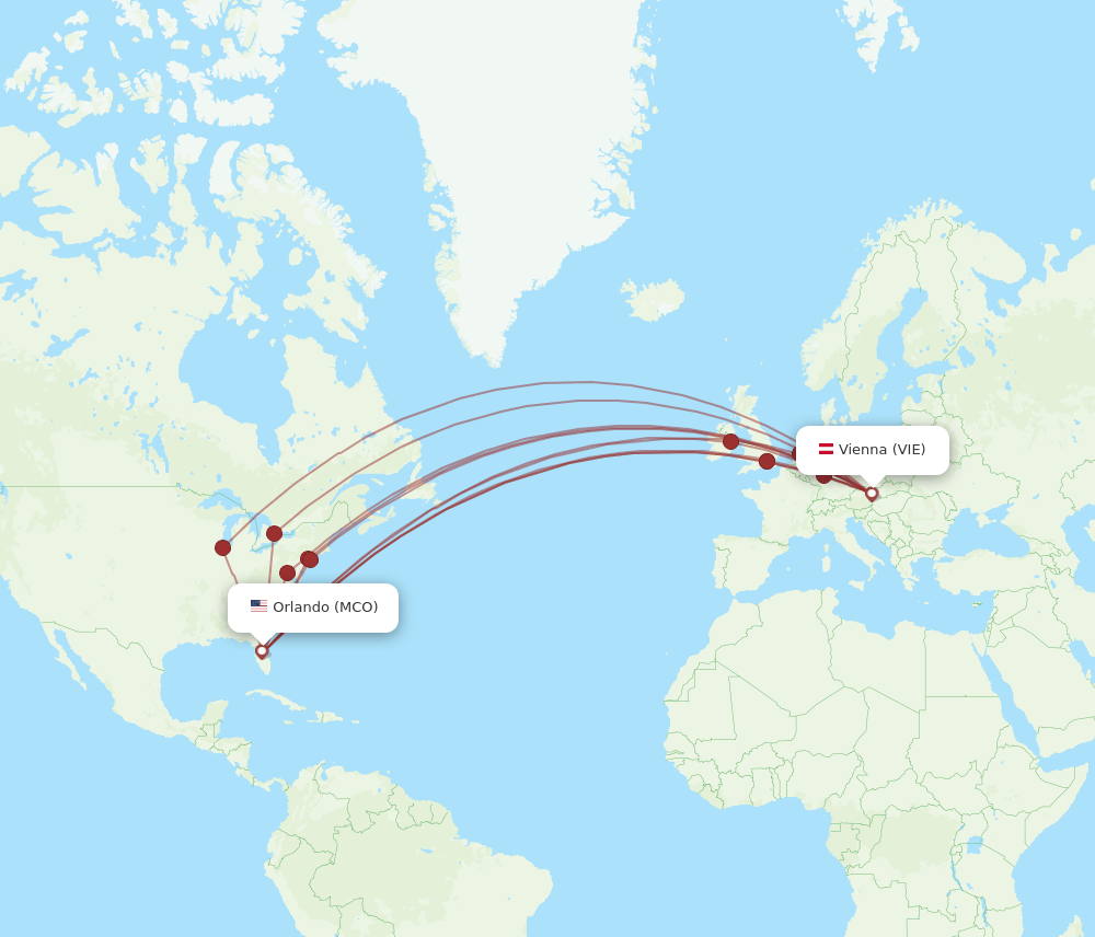 VIE-MCO flight routes