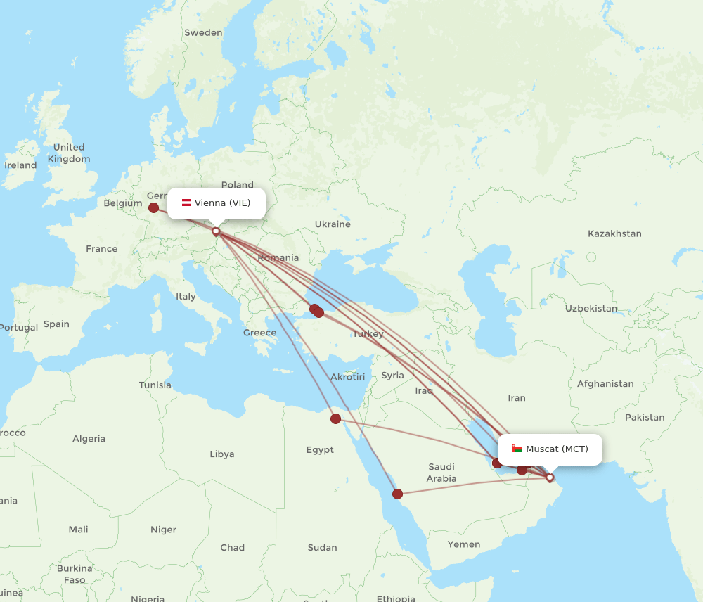 VIE-MCT flight routes