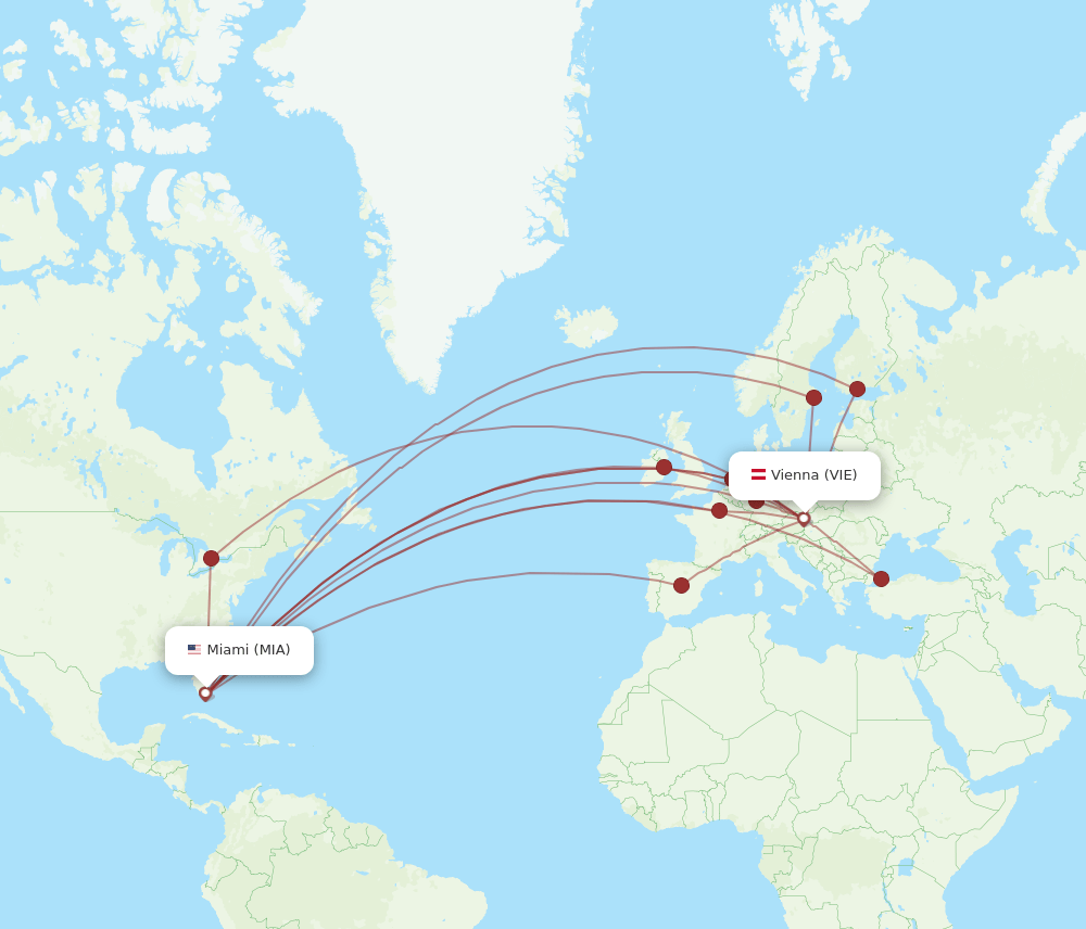 VIE-MIA flight routes