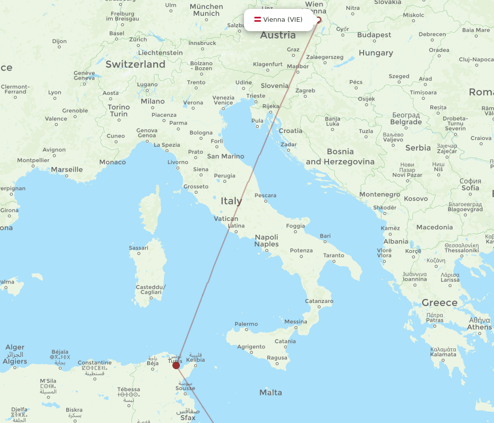 VIE-MJI flight routes