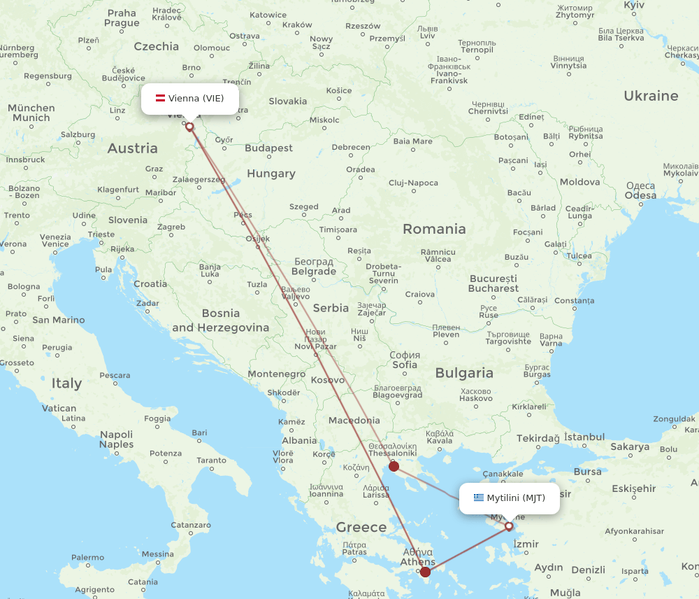 VIE-MJT flight routes