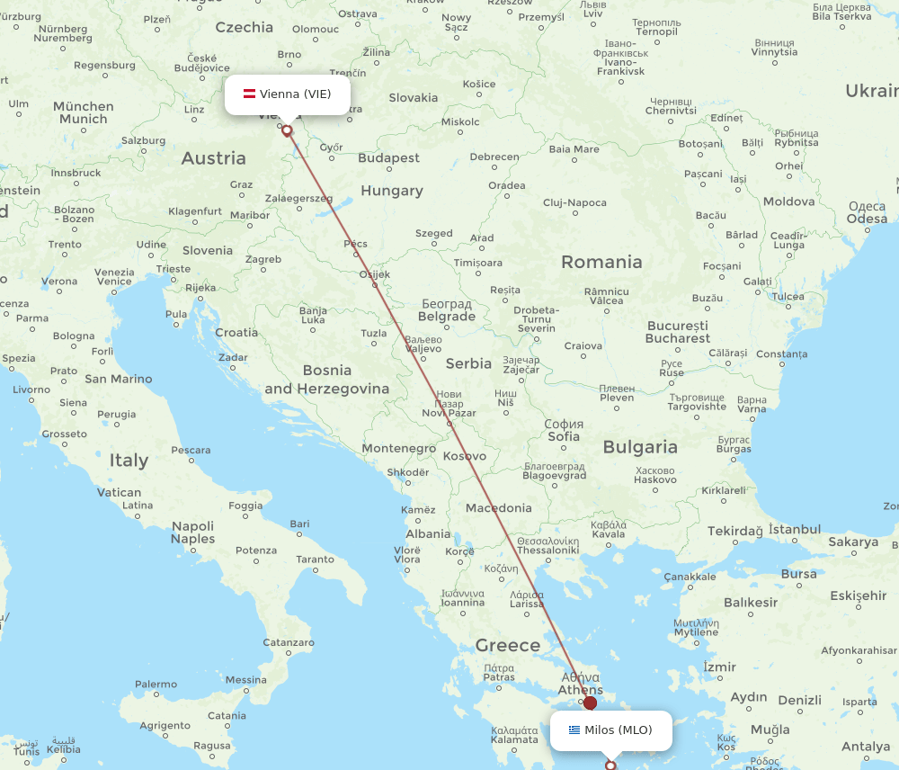 VIE-MLO flight routes