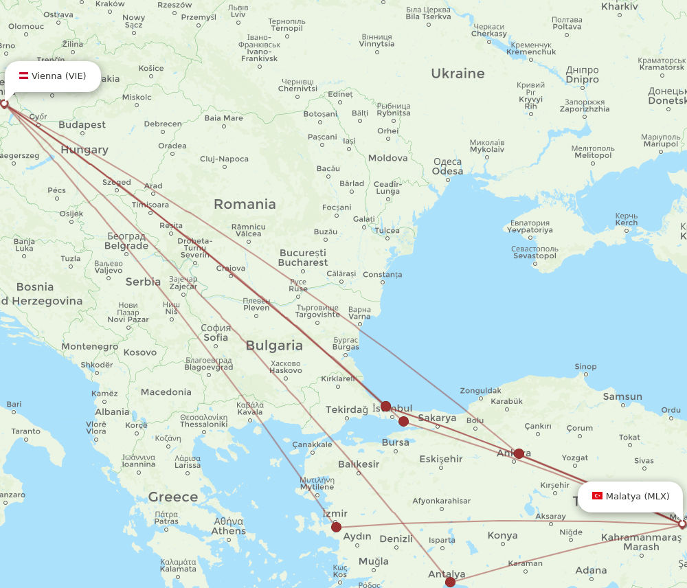 VIE-MLX flight routes