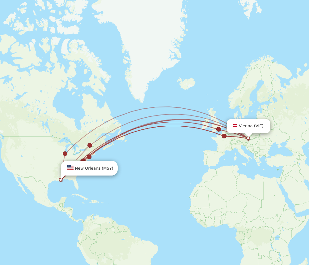 VIE-MSY flight routes