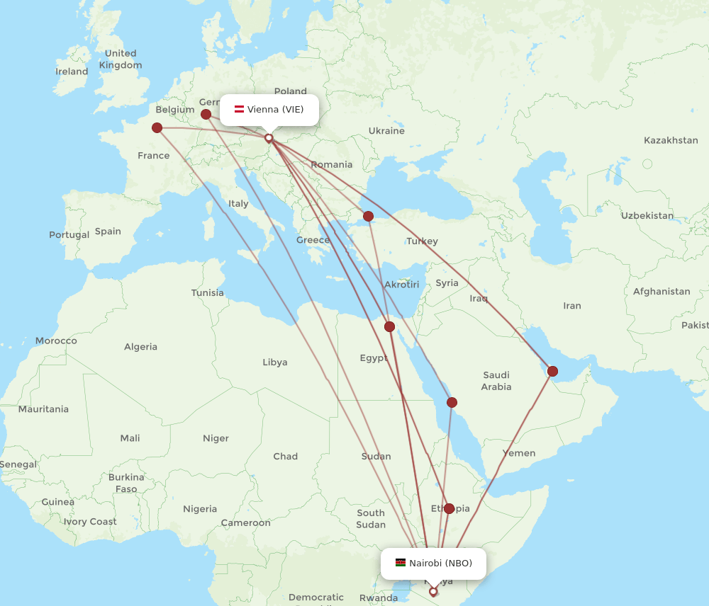 VIE-NBO flight routes