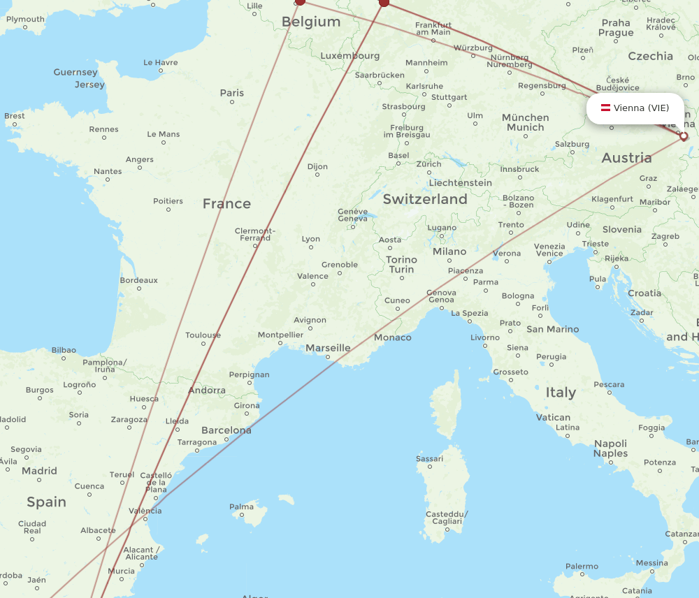 VIE-NDR flight routes