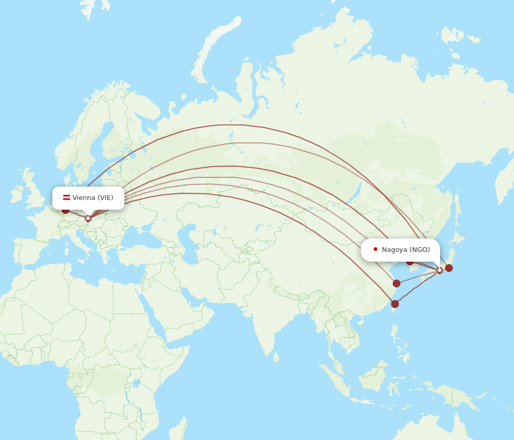 VIE to NGO flights and routes map