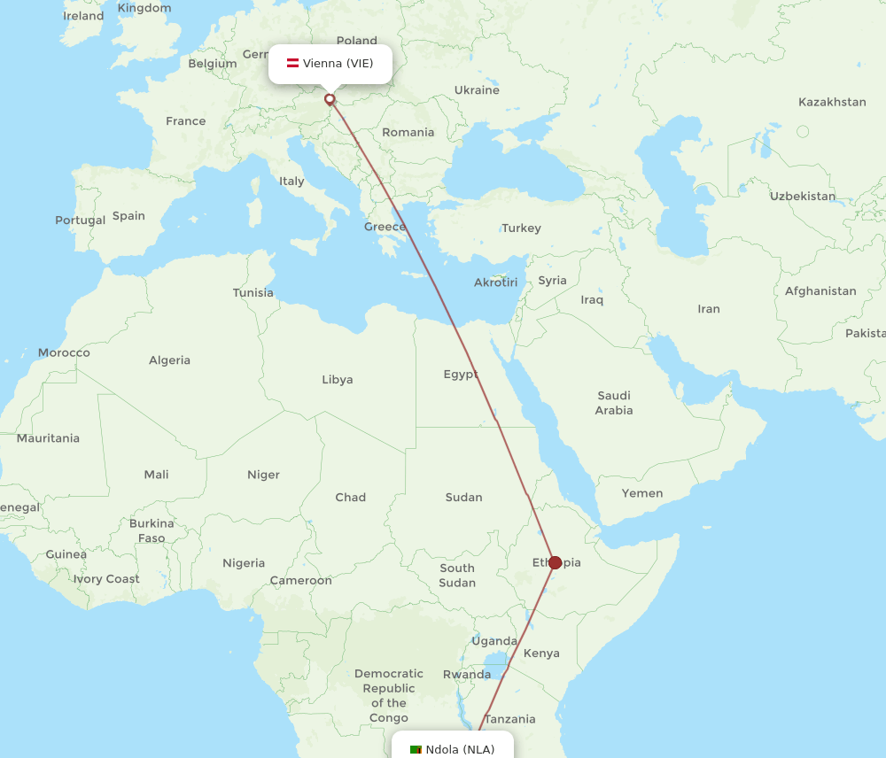 VIE-NLA flight routes