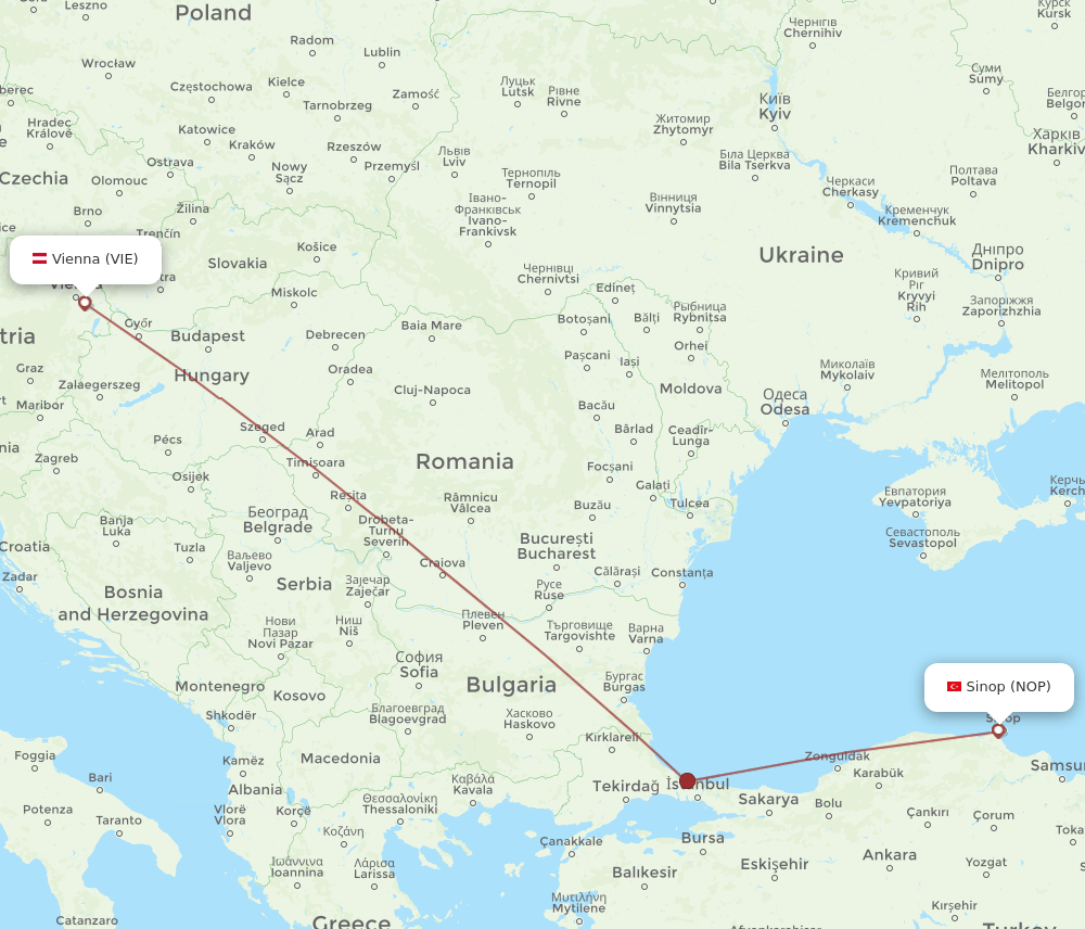 VIE-NOP flight routes