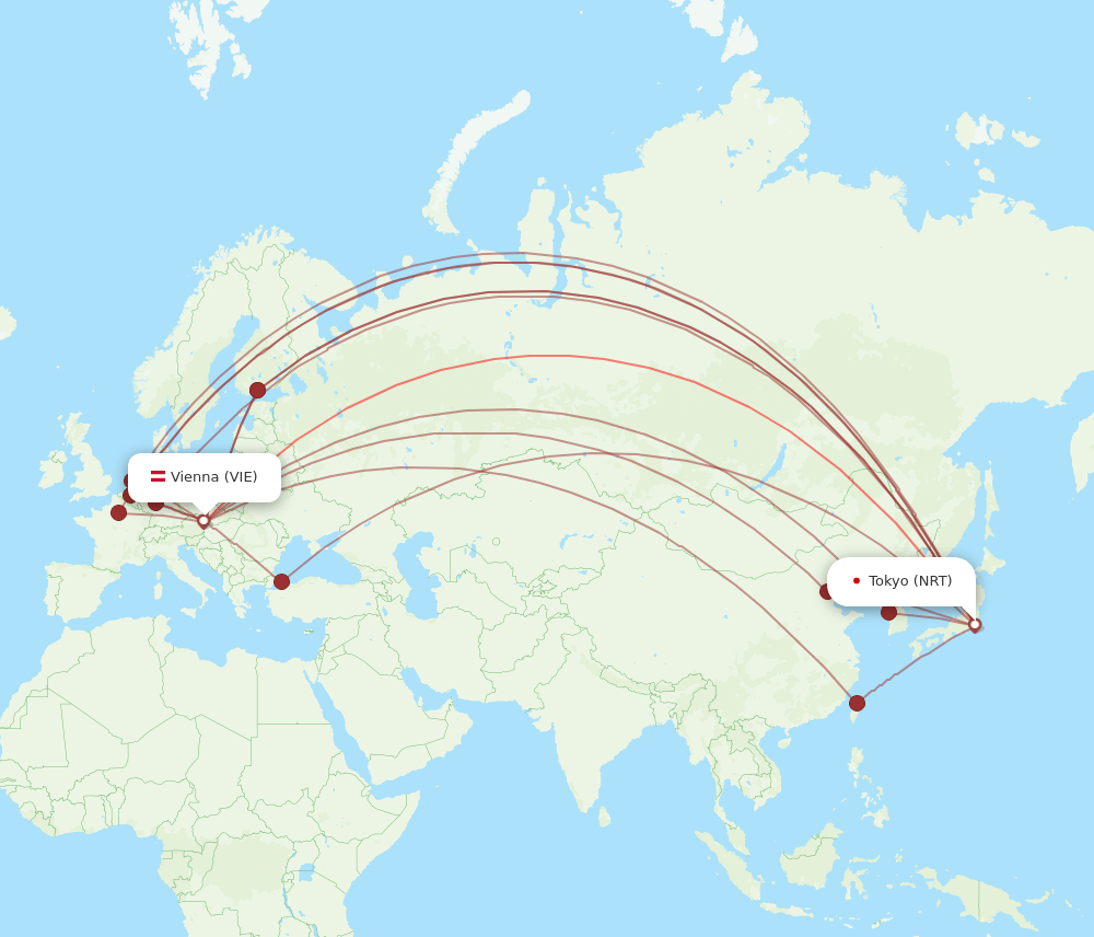 VIE-NRT flight routes