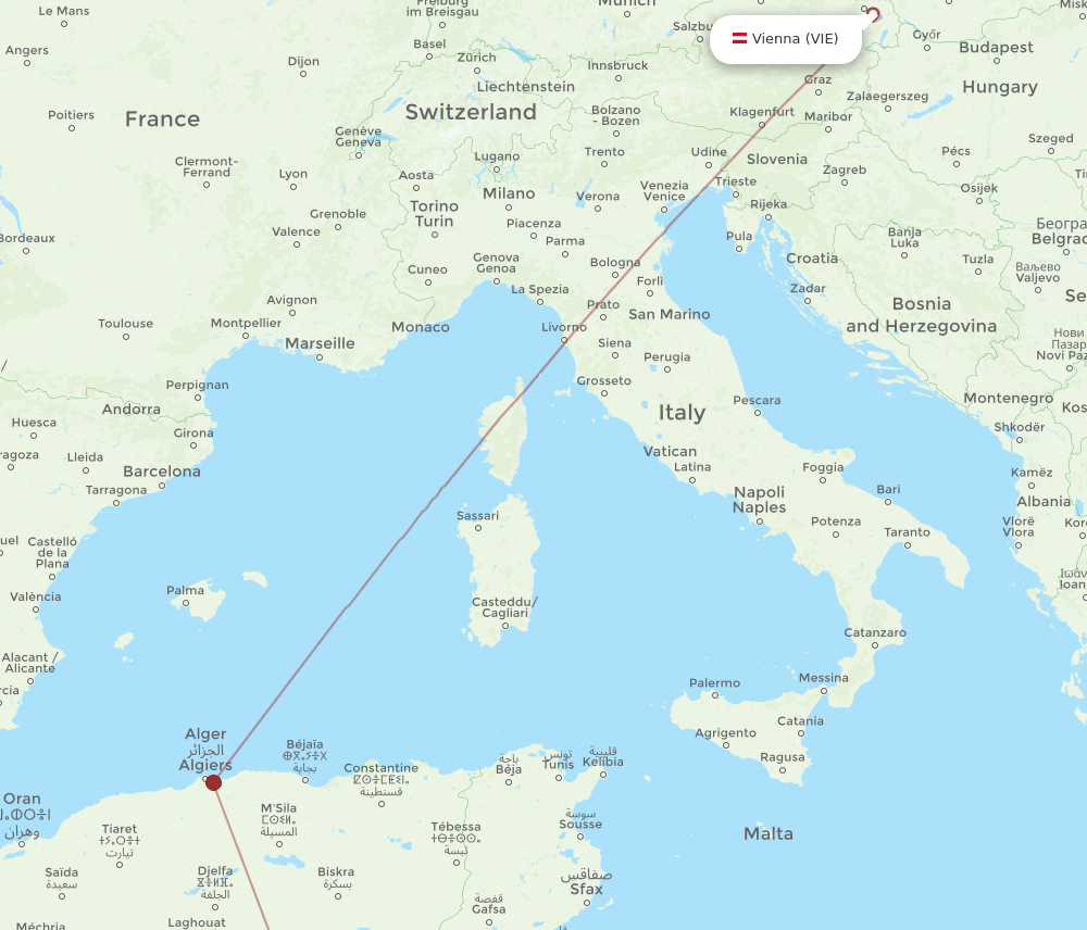 VIE-OGX flight routes