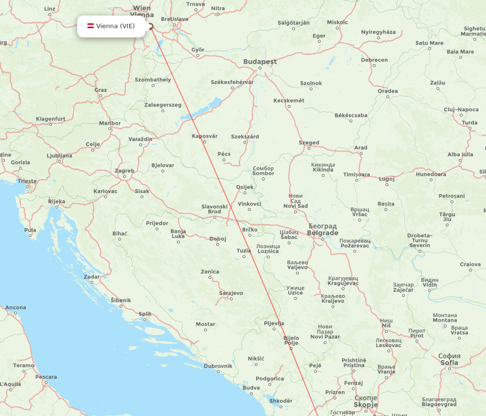 VIE-OHD flight routes