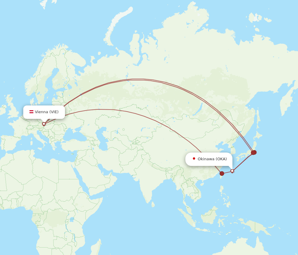 VIE to OKA flights and routes map