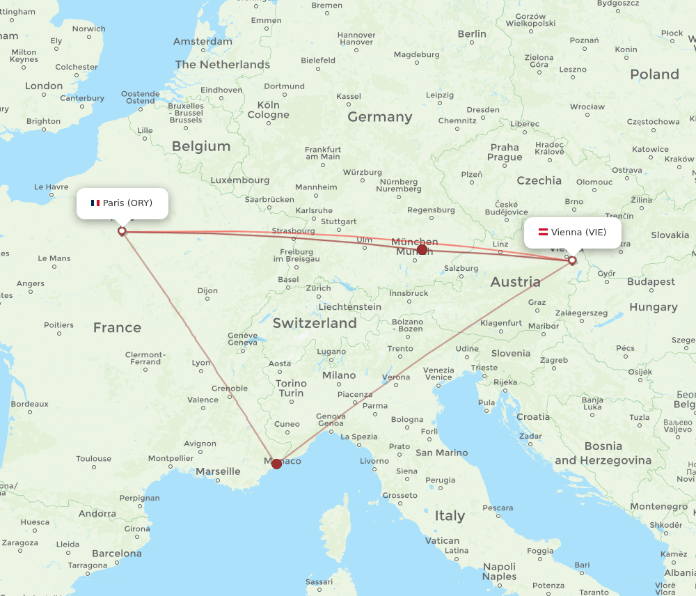VIE-ORY flight routes