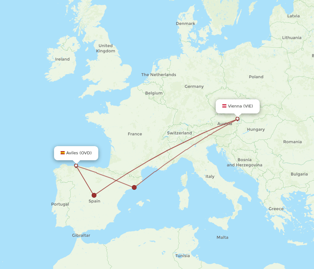 VIE-OVD flight routes