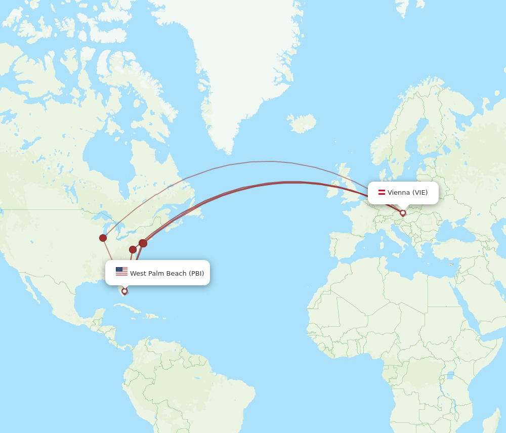 VIE-PBI flight routes