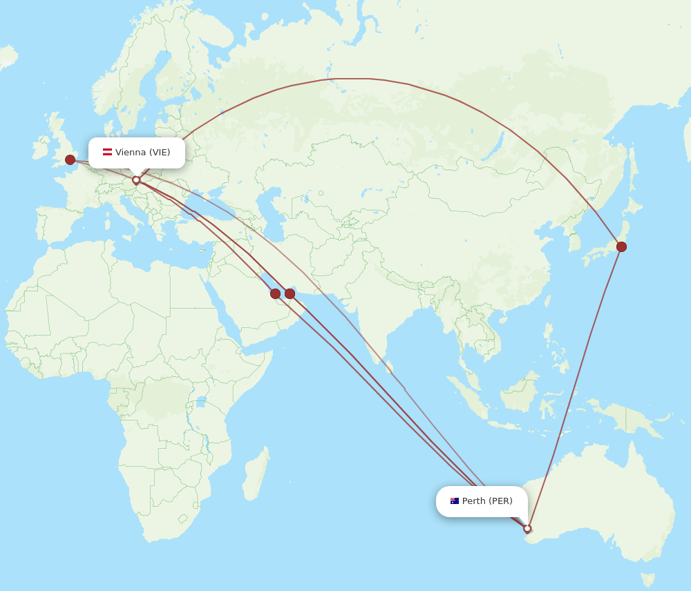VIE-PER flight routes