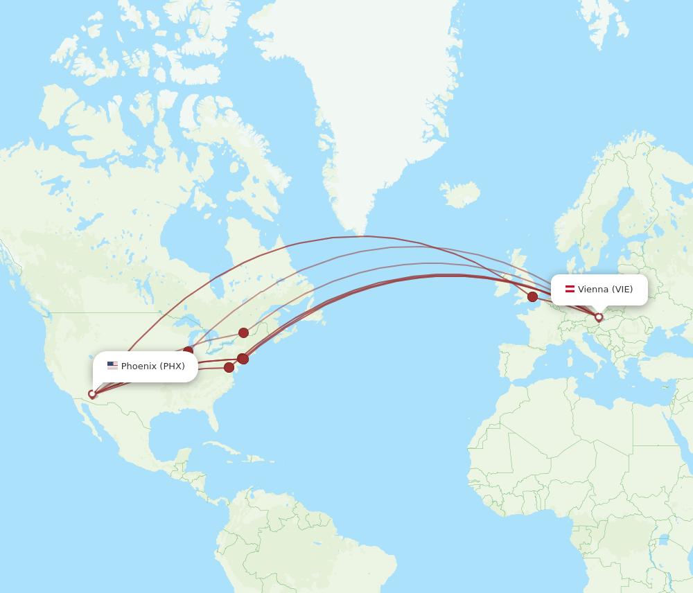VIE-PHX flight routes