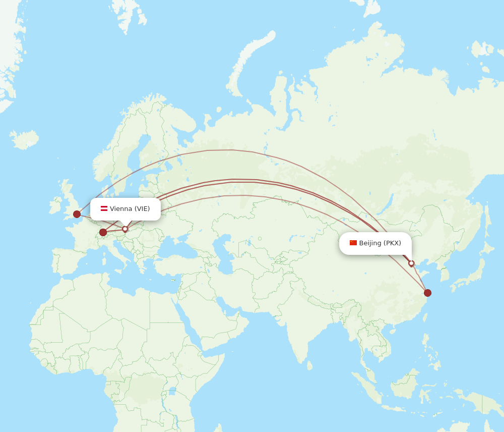VIE-PKX flight routes