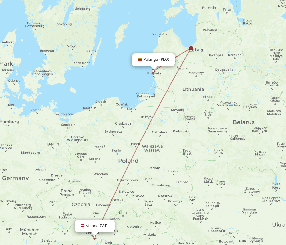 VIE to PLQ flights and routes map